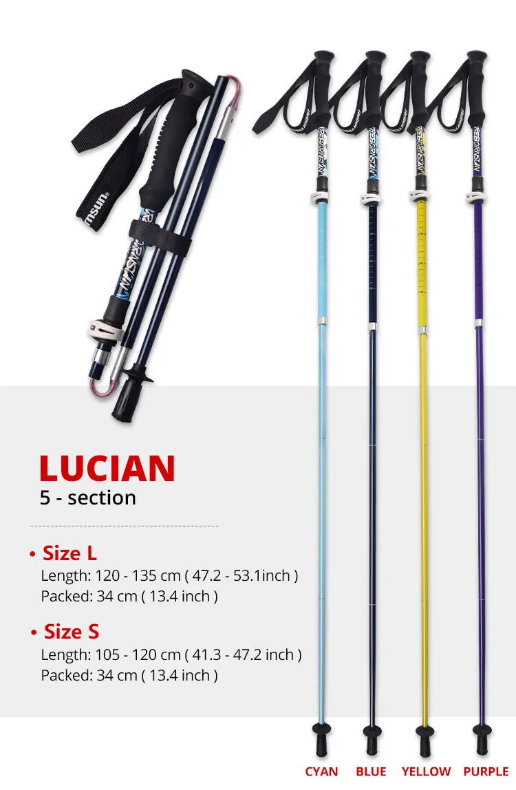 
Robinson trekking light weight high strength carbon fiber walking stick trekking poles Lucian series 