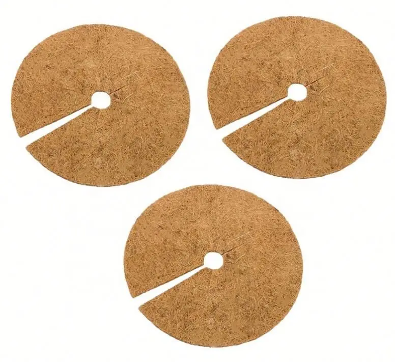 11.8Inch Natural Coco Coconut Palm Fibers Mulch Ring Tree Protector Mat Tree Ring Mats Disc Plant Cover for Indoor or Outdoor