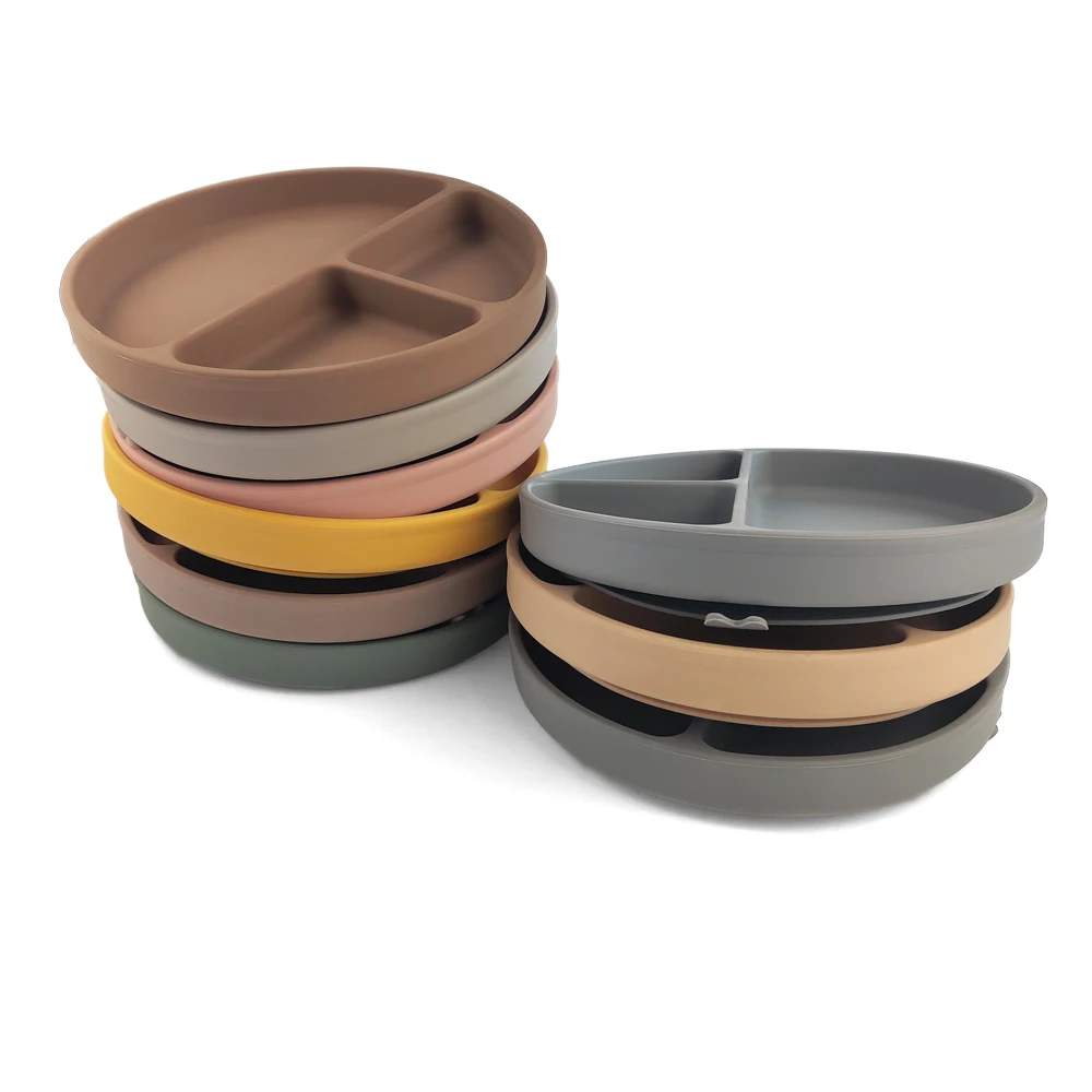 Пищевая Антискользящая детская тарелка для кормления детская силиконовая Тарелка на присоске