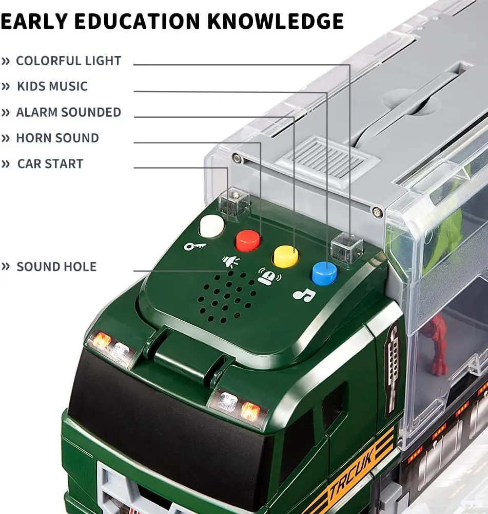 Dinosaur truck delivery vehicle, light music, dinosaur set with dinosaur eggs and play mat, boy girl gift 3 4 5 6 7 8 years old