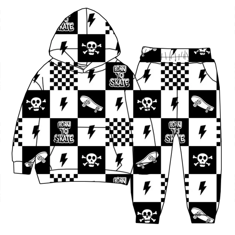 Fashion custom wholesale boys long-sleeved hoodie two-piece set Children jogger pants Everyday and holiday casual wear