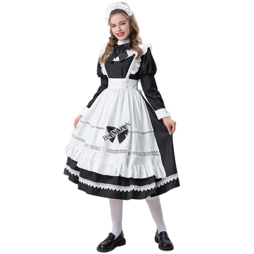 European Black White Plus-size Braid Maid Dresses Large Size Uniform Temptation Apron Lolita Skirt