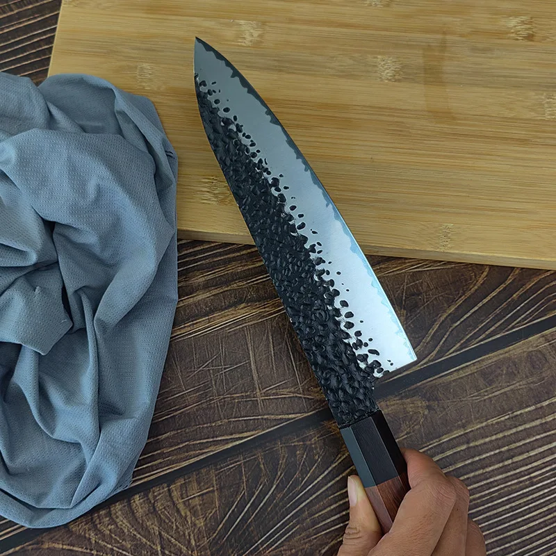 FINDKING 8-Inch Professional Chef Knife 9CR18MOV Carbon Steel Damascus Octagon Handle 3-Layer Clad High Quality Stainless