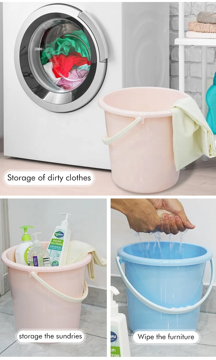 12L family portable cleaning high capacity plastic water bucket with lid