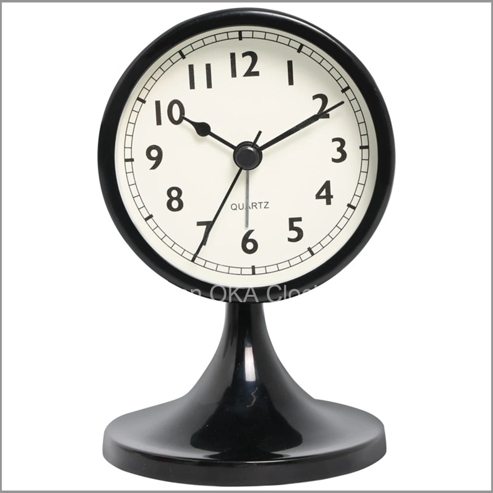 3 In Round Metal Desk Clock Circle Alarm Clocks Night Light