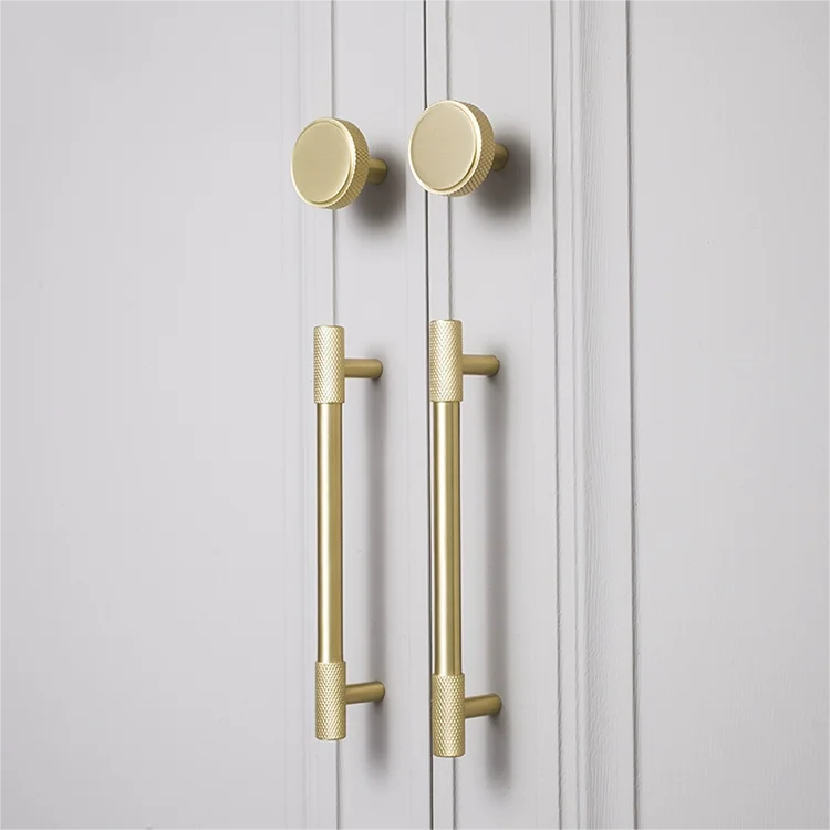 Hot brass handle drawer wardrobe door kitchen cabinets knob Closet handle kitchen cabinet pull knurl handle