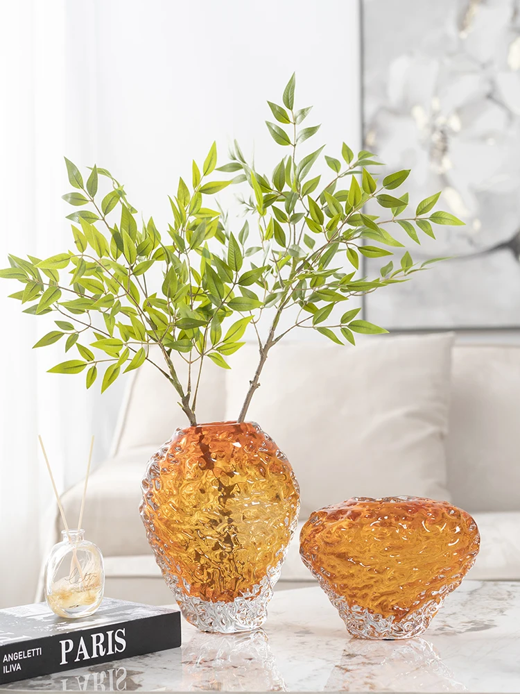 Tall decorative Glass Vase Multicolor Confetti Hand Blown Murano Style Art Glass