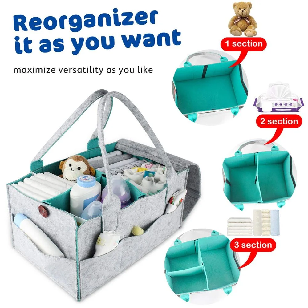 2021 New Trend Felt Diaper Bags Baby Diaper Caddy Organizers for Mothers with Removable Cover