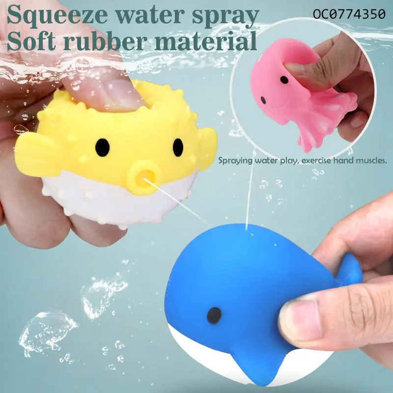 2024 Child Cartoon Bath Toy Baby Fishing Toys Water Play Soft Rubber Animal Bath Toys For Kids