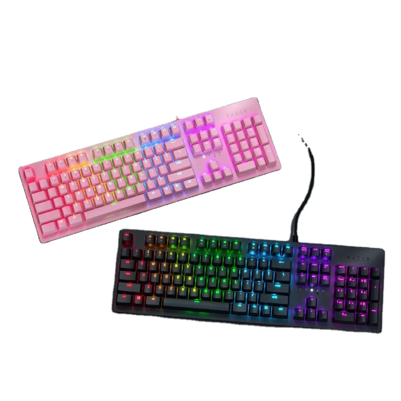 Оригинальная Проводная Механическая клавиатура Razer Huntsman 104 клавиш RGB подсветка трехцветный оптический