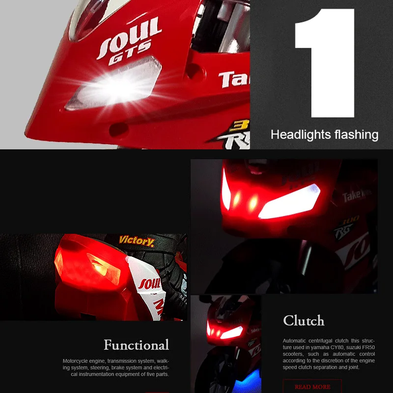 1:6 2.4G RC Motorcycle Stunt Car 360 Rotating Auto Balance Single Wheel Drive Children Remote Control Toy Motorcycle