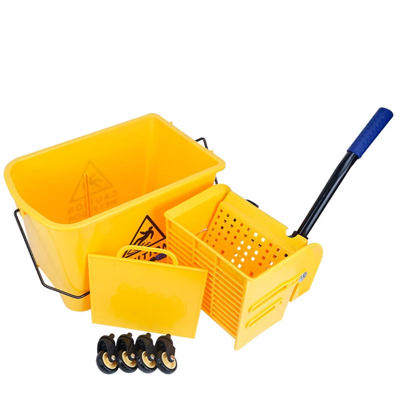 Manufacturer Plastic Double Bucket Plastic Cleaning Trolley Set Plastic Standard Pressed double bucket mop wringer