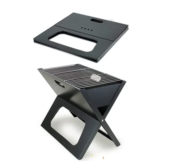 Складной гриль для барбекю, портативный гриль из нержавеющей стали на древесном угле для отдыха на открытом воздухе, приготовление пищи на природе, пикника