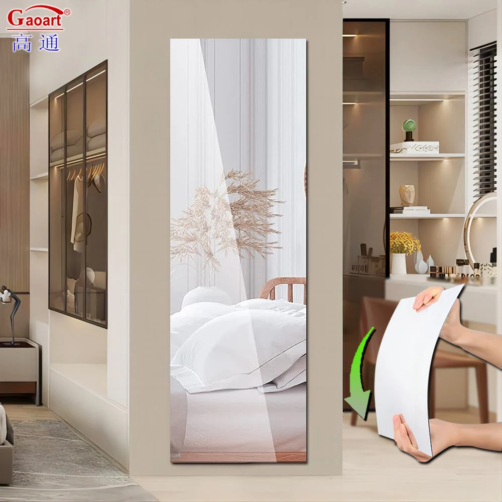 Manufacturer Wholesale Home Decor Shatterproof Arched Silver Adhesive Sheets Thin Acrylic Sticker Bathroom Mirror With Acrylic