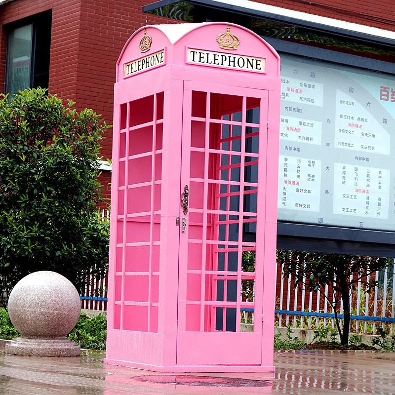 Amazing Design Photo Props Telephone Booth Set With Artificial Flowers For Wedding Hotel Salon Decorations