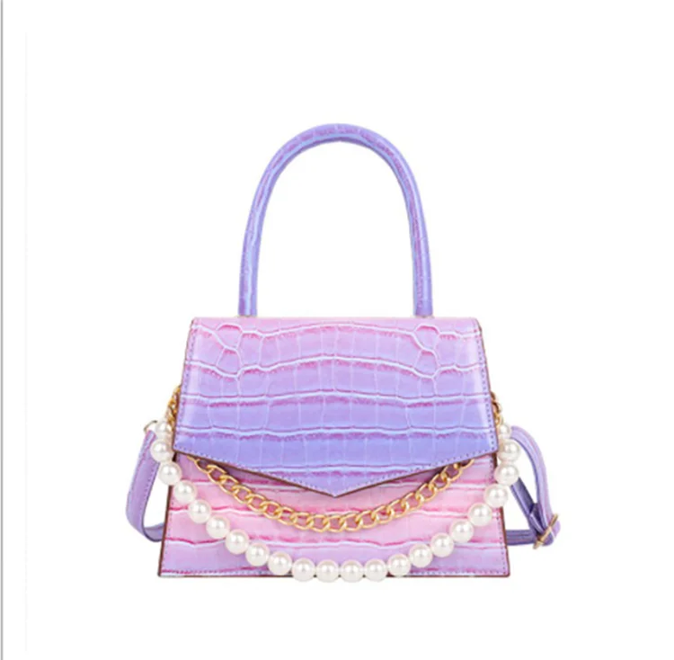 
Bag handbags 2021 new net red pearl chain messenger gradient crocodile pattern triangle handbag 