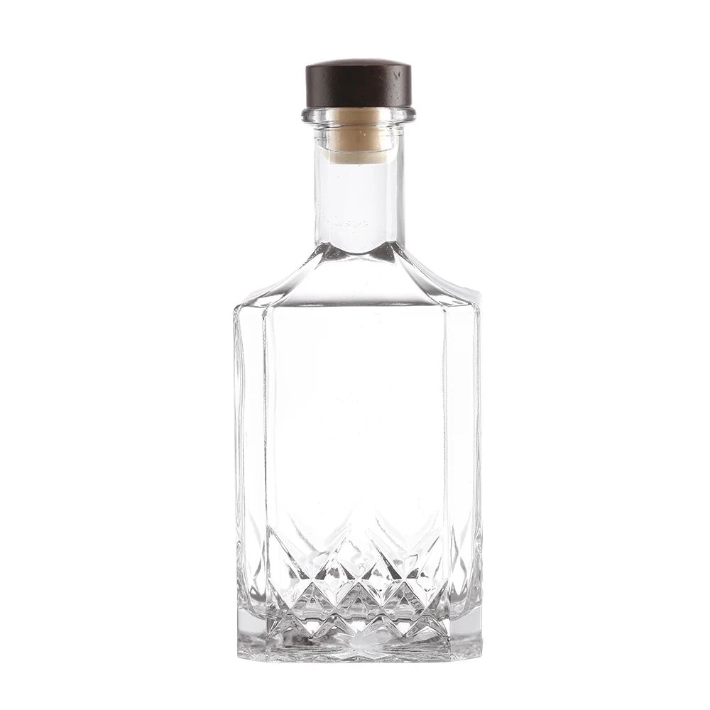 Custom Design Reusable Empty  Glass Bottles Liquor Tequila Gin Whiskey Vodka Spirit Bottles With Glass Stopper Cap