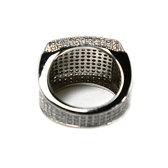 Moissanite Baguette Diamond HipHop Iced Out Cubic Zircon Bling Ring Jewelry Gifts Hot Sell Five Star Diamond Rings For Woman Men