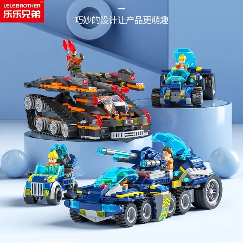 Lele Brother Star Tech Wars Building Blocks Police Car Transform Robot Construction Bricks Toy