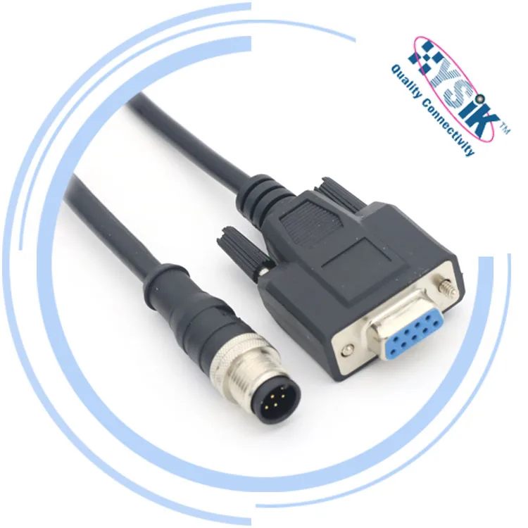 High quality RS232  Connector DB9 Adpter to M12 4 5 6 8pin  Soldering Molding Cable Aviation plug cable Connector