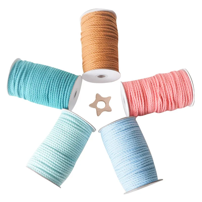 5mm High Quality Twisted Macrame Cord Soft Cotton Rope Natural Bulk Trade Assurance 100% Cotton Sustainable Coated 20 Rolls
