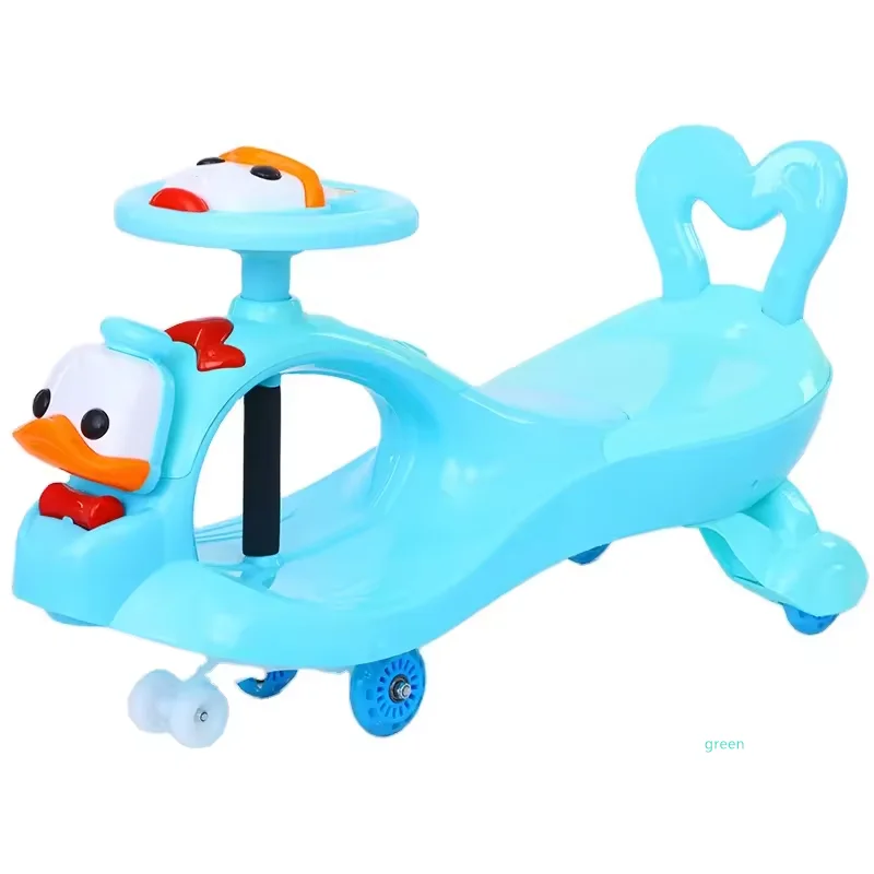 Wholesale 2024 cartoon toys cars for kids to drive / swing music & light twist car for baby girl and boy