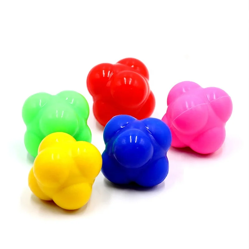 Agility Reaction Six Corner Reaction Balls Silicone Material Random Bounce For Fitness Reflex Hand Massage Therapy
