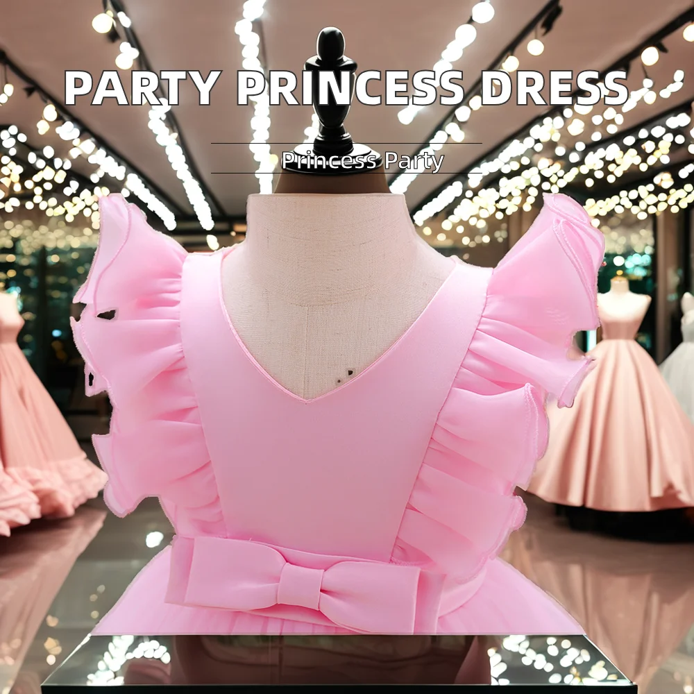 Classic O-Neckline Flower Girl Dress for Infants and Toddlers Long Taffeta for Formal Weddings and Parties