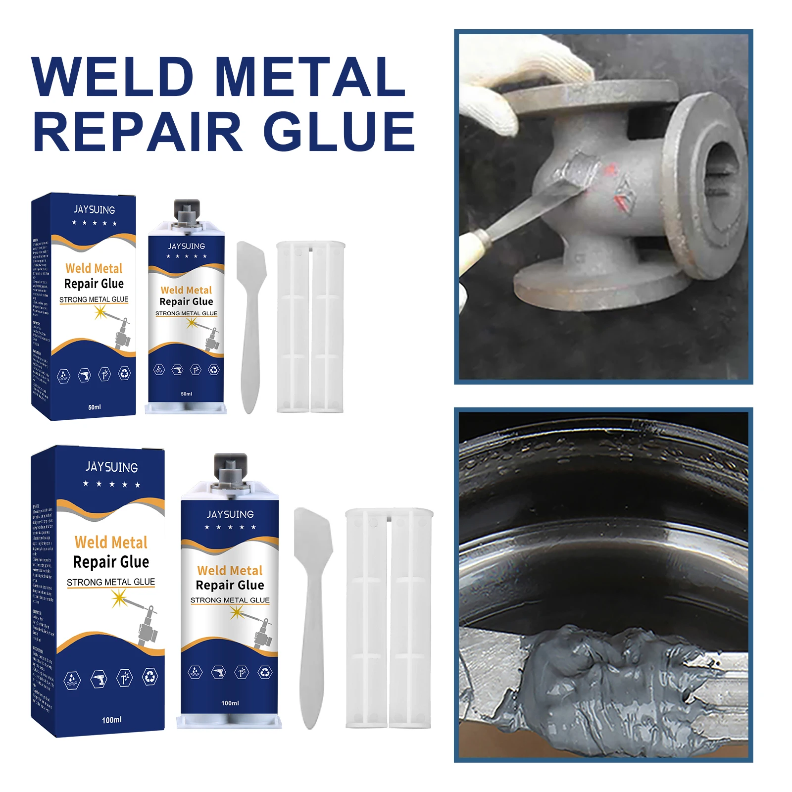 Metal Glue Weld Metal Repair Glue Cast Iron High Strength Repairing Adhesive Heat Resistance Cold Weld Industrial Repair Agent