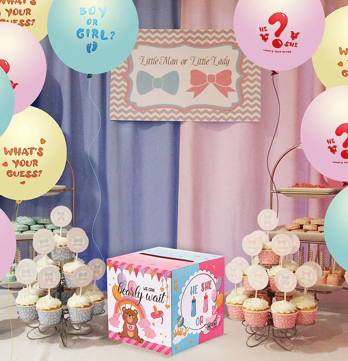 New design Baby Shower Voting Box with Ballot Cards He or She Guests Balloon for Reveal Party Supplies