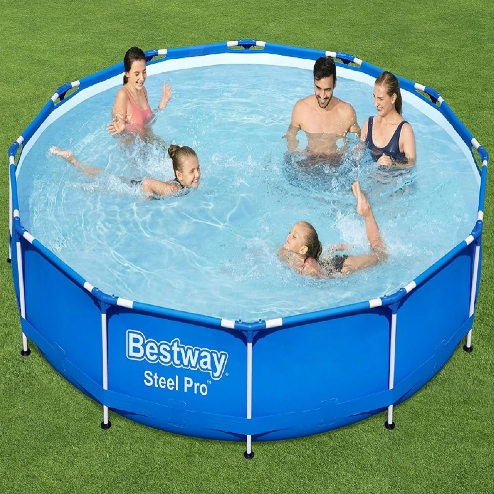 Bestway 56681 Outdoor Swimming Pool Steel Frame Durable Pool Above Ground Round Swimming Pool Set