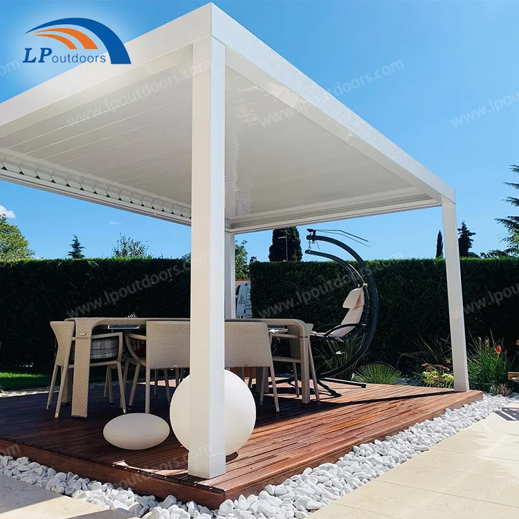 Garden Gazebo Pavilion Louvered Roof Cover Terrace Pergola Aluminum Louvered Pergola For Leisure Place