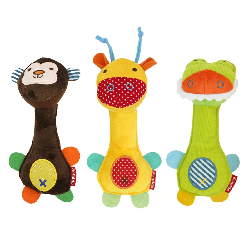 B182 Baby hand ringing bell with Squeak sounding hand grasping stick