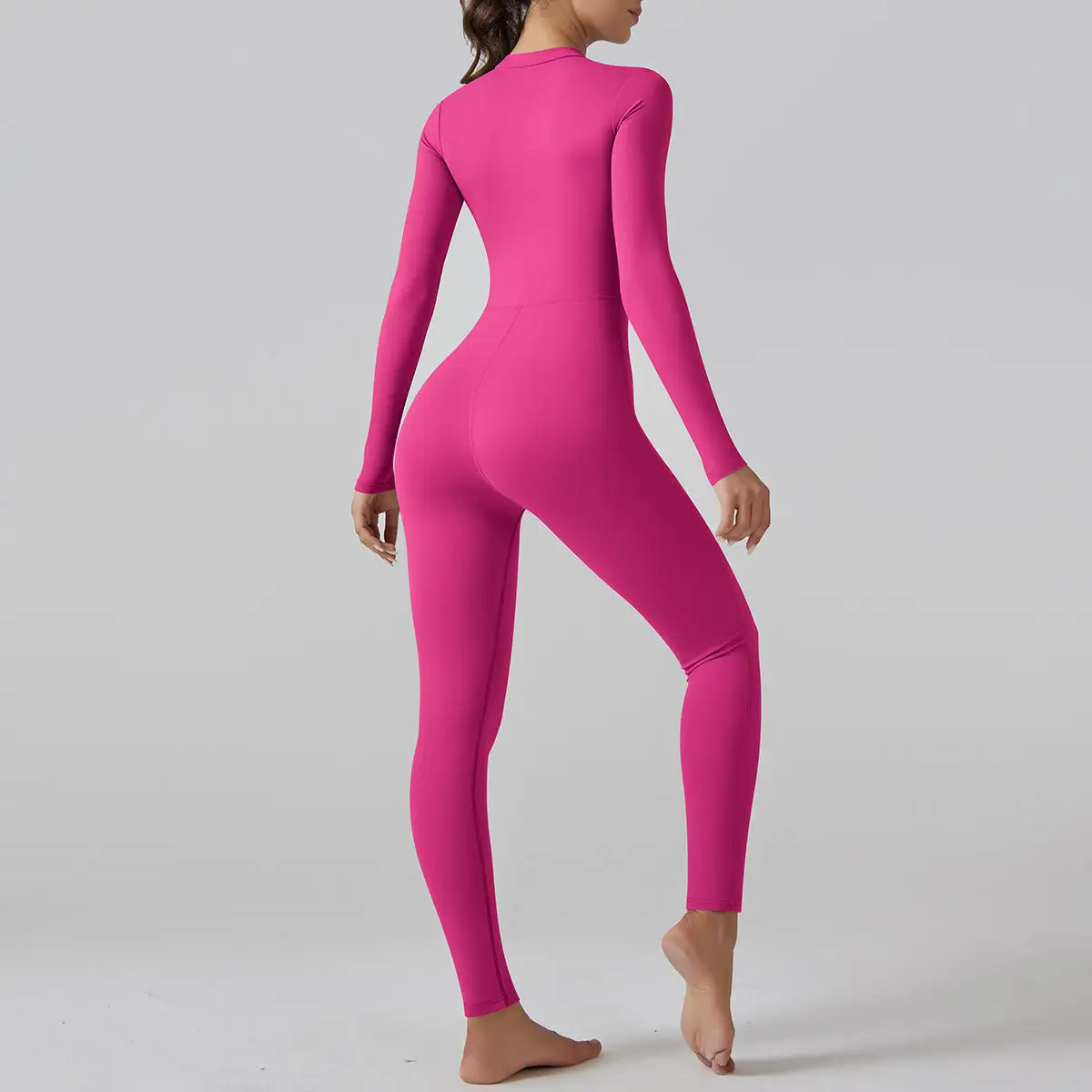 Half Zipper Fitness Gym Bodysuit One Piece Workout Suit for Women Four Way Stretch Nylon Jumpsuit Manufacturer