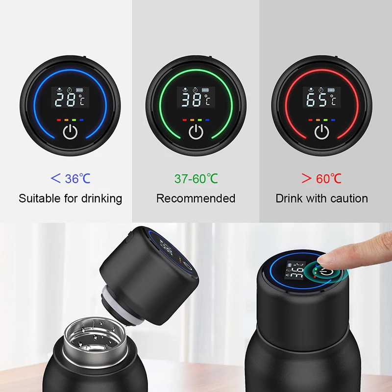  Reminder sterilizer UVC water bottle UV led sanitizing uv light vacuum flask insulation self cleaning