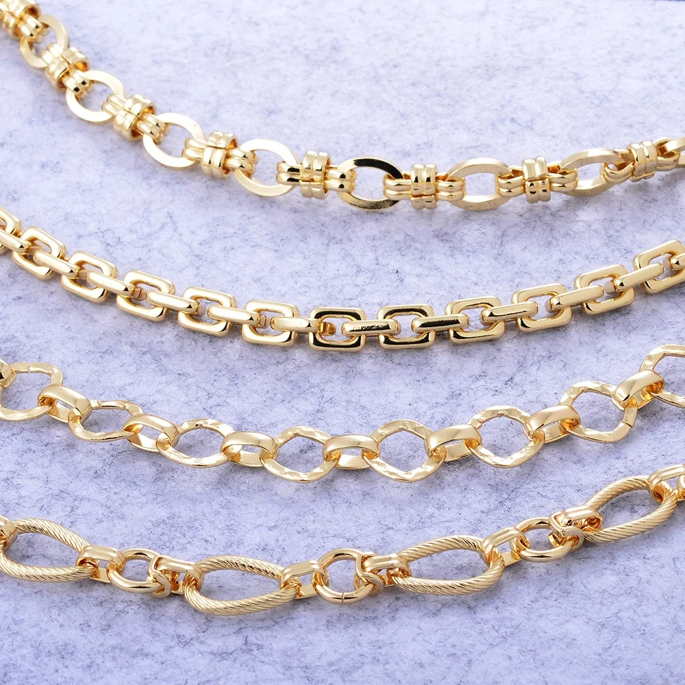 18k Gold Plated Paper Clip Brass Necklace Chain Bulk for Jewelry Making Diy Craft Decoration Long and Short Chain for Bracelet