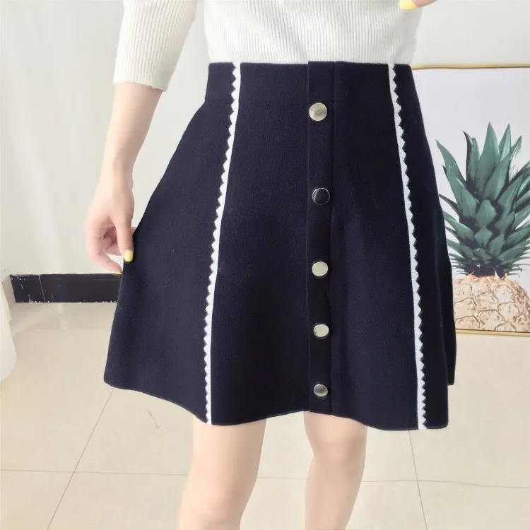 Lovely girls cute print button decorative mini short skirt