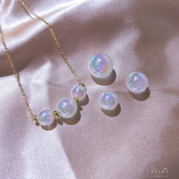 2023 Hot Selling Acrylic Plastic Glitter Round Mermaid Beads For DIY Bracelet Earring Jewelry Making