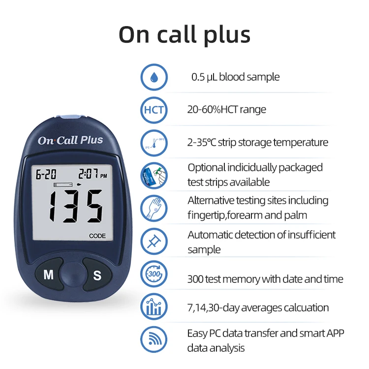 on call plus blood glucose meter blood sugar machine Diabetes test 50 test strips in one box