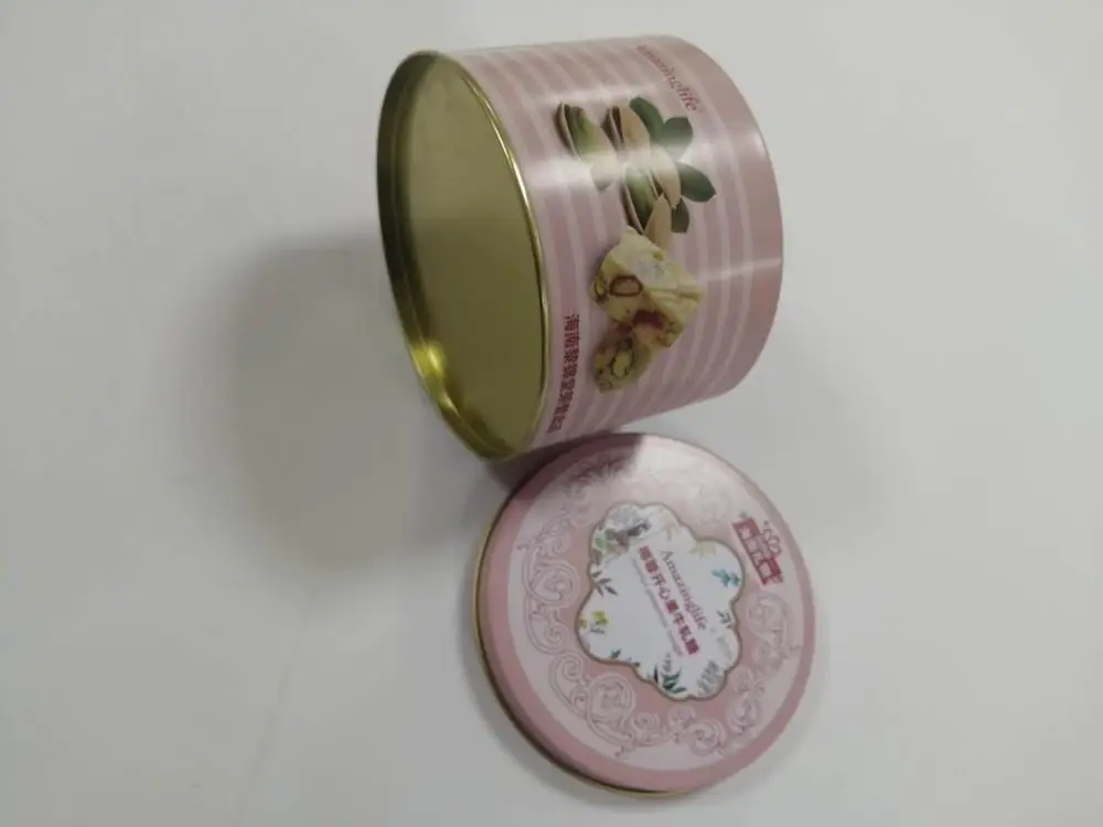 coconut  pistachios nougat tin cans round
