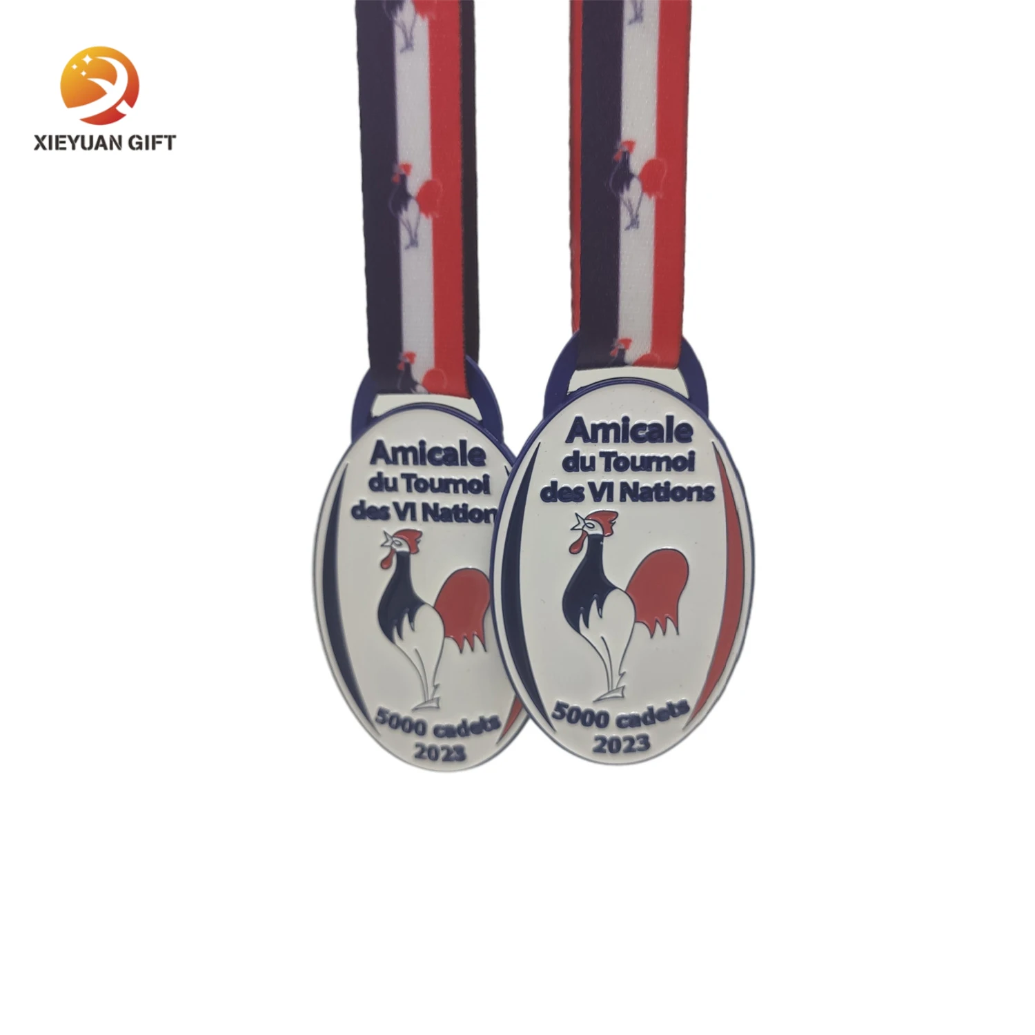 Customized Logo With Ribbon Electroplating Color Printing Alloy Gold Silver Medals Custom Metal Sport Medal