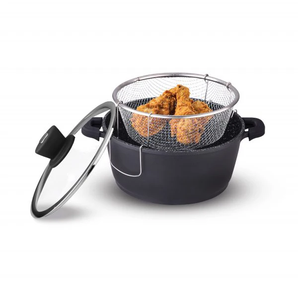 Multipurpose Pot Die-Cast Aluminum Deep Fryer with Convenient Fry Basket