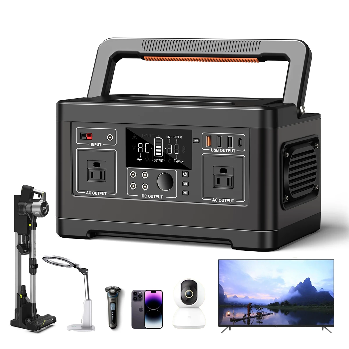 2024 New Portable Power Station Camping Lithium Battery 200W 300W 1000W 2400W 3000W Wireless Charging Generator Solar Panel