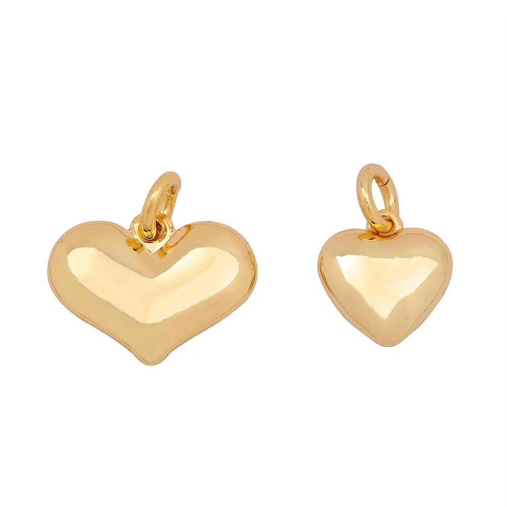 Super Good Texture Solid Copper Heart Pendant 18K gold plated charms couple love necklace pendant for jewelry making
