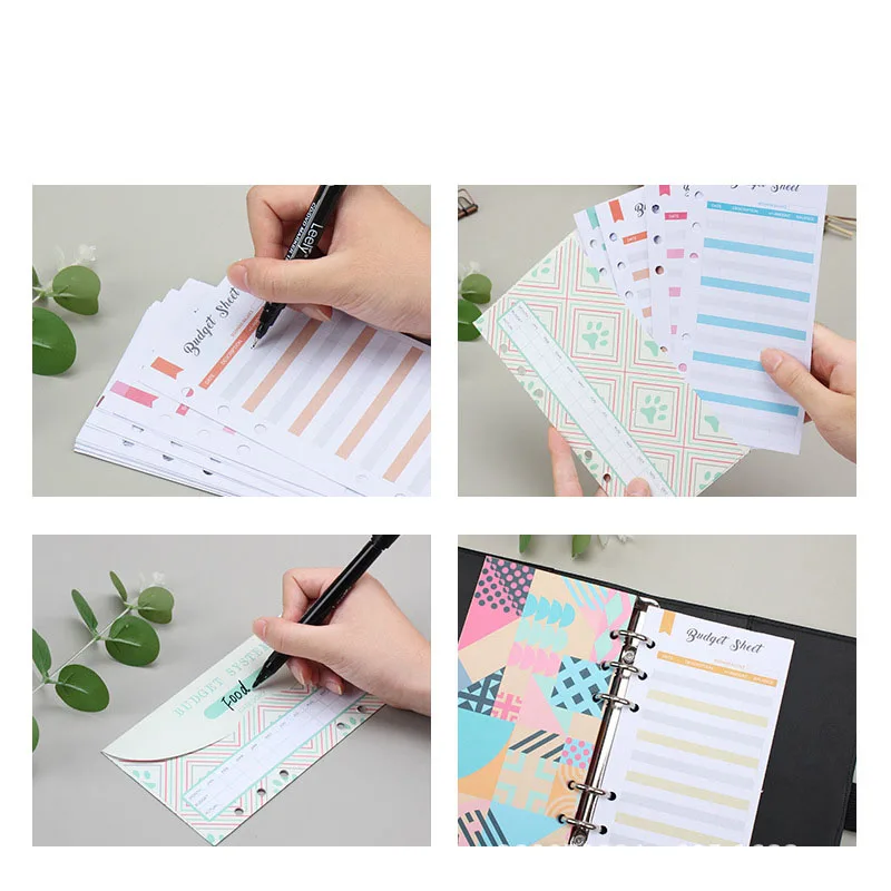 wholesale custom colored paper a6 budget tracker label sheets expense budget sheets stickers for budgeting