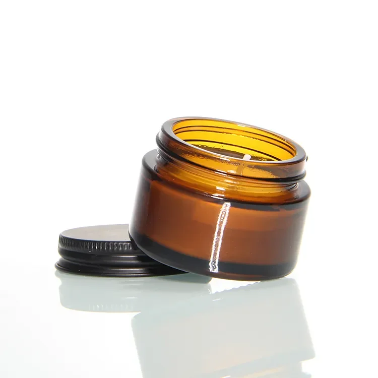 Factor Direct 2oz 4oz 8oz Amber Glass Candle Jar with Wooden Lids