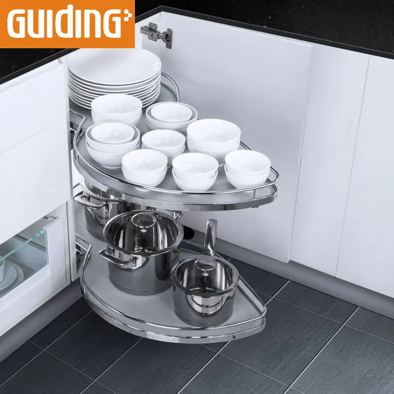 Space Saving Swing Trays Soft Close Revolving Corner Basket Kitchen Drawer Basket Magic Corner