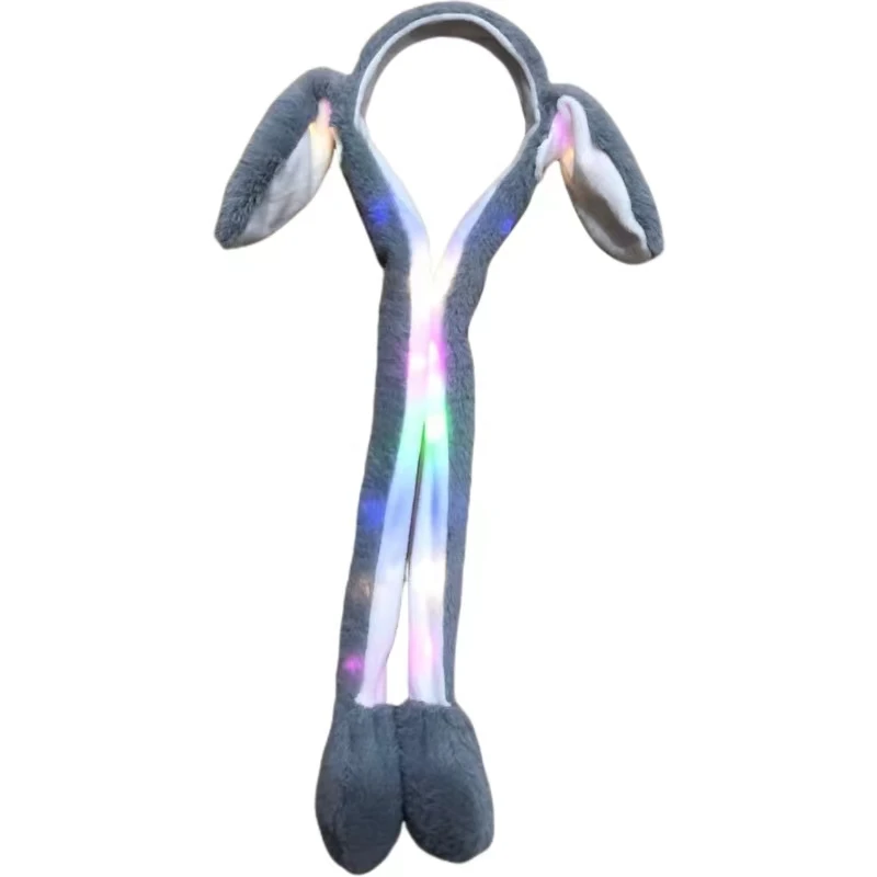 Plush led light Glowing Moving Ear Hats Rabbit Ears Headdress Hair Bands for Cosplay