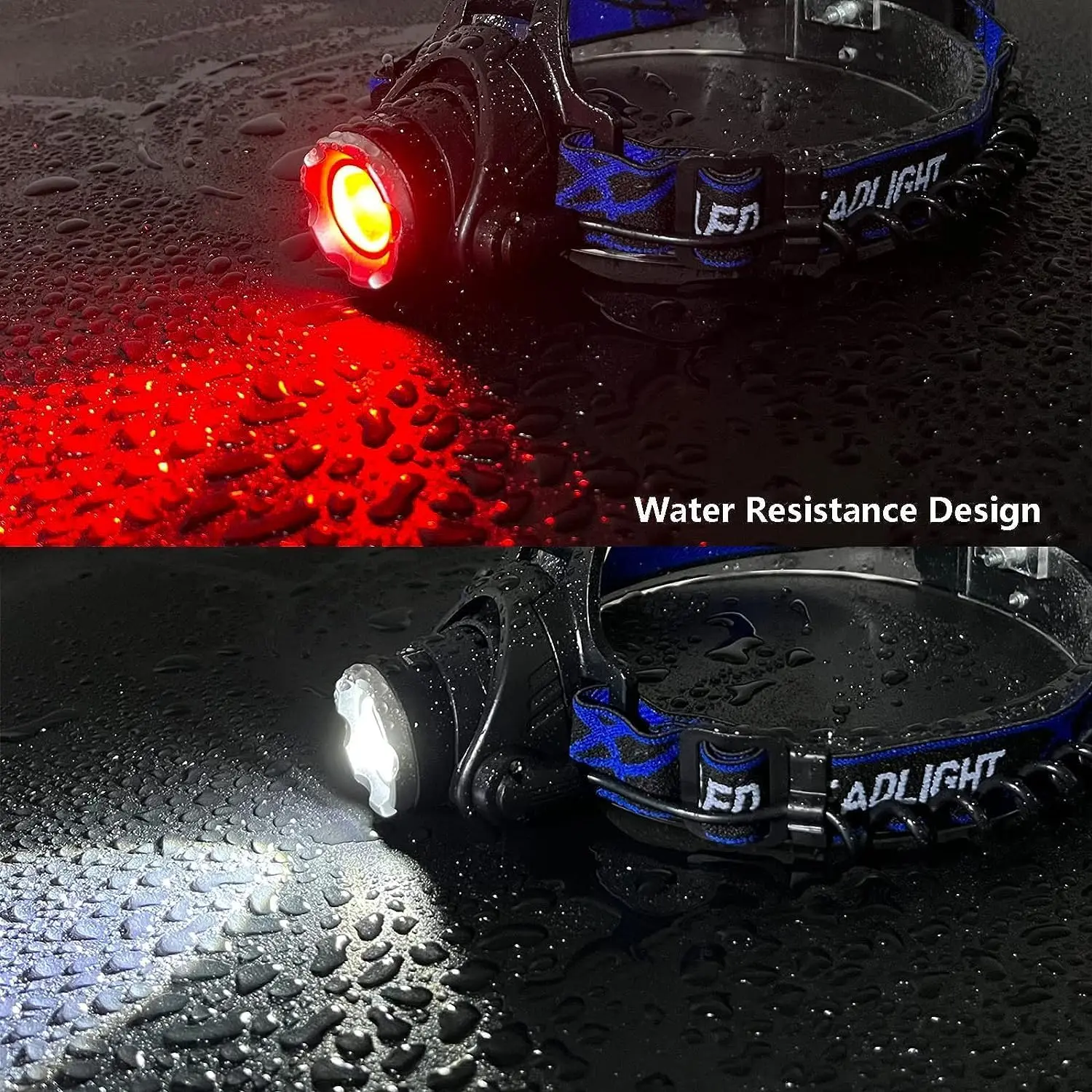 USB Rechargeable Dual Color Tactical Headlamp With Red Light And White Light 2 in 1 LED Head Torch For Hunting Astronomy