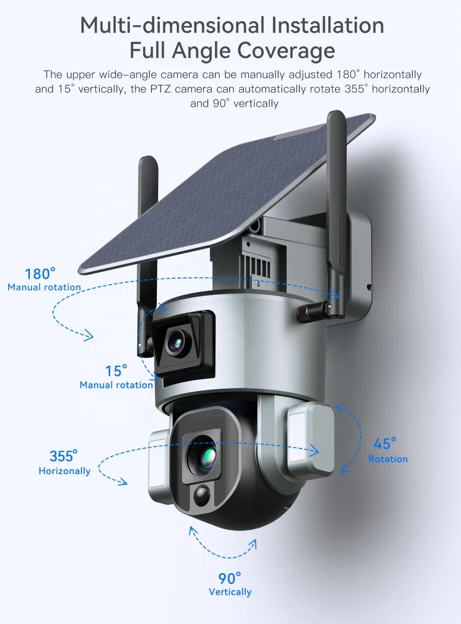 Outdoor Waterproof Security WiFi Camera Dome Security Surveillance Wireless CCTV Camera 4MP Solar Camera